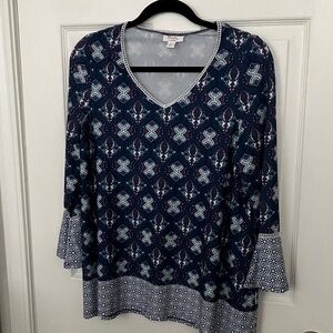 Wrangler Blue and White Geometric Tunic